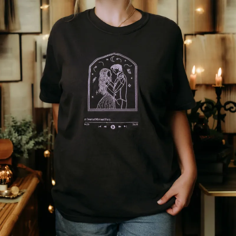 A Court of Mist and Fury Inspired: Audiobook Embroidered Heavy Weight Tee sold by The Bookish Box