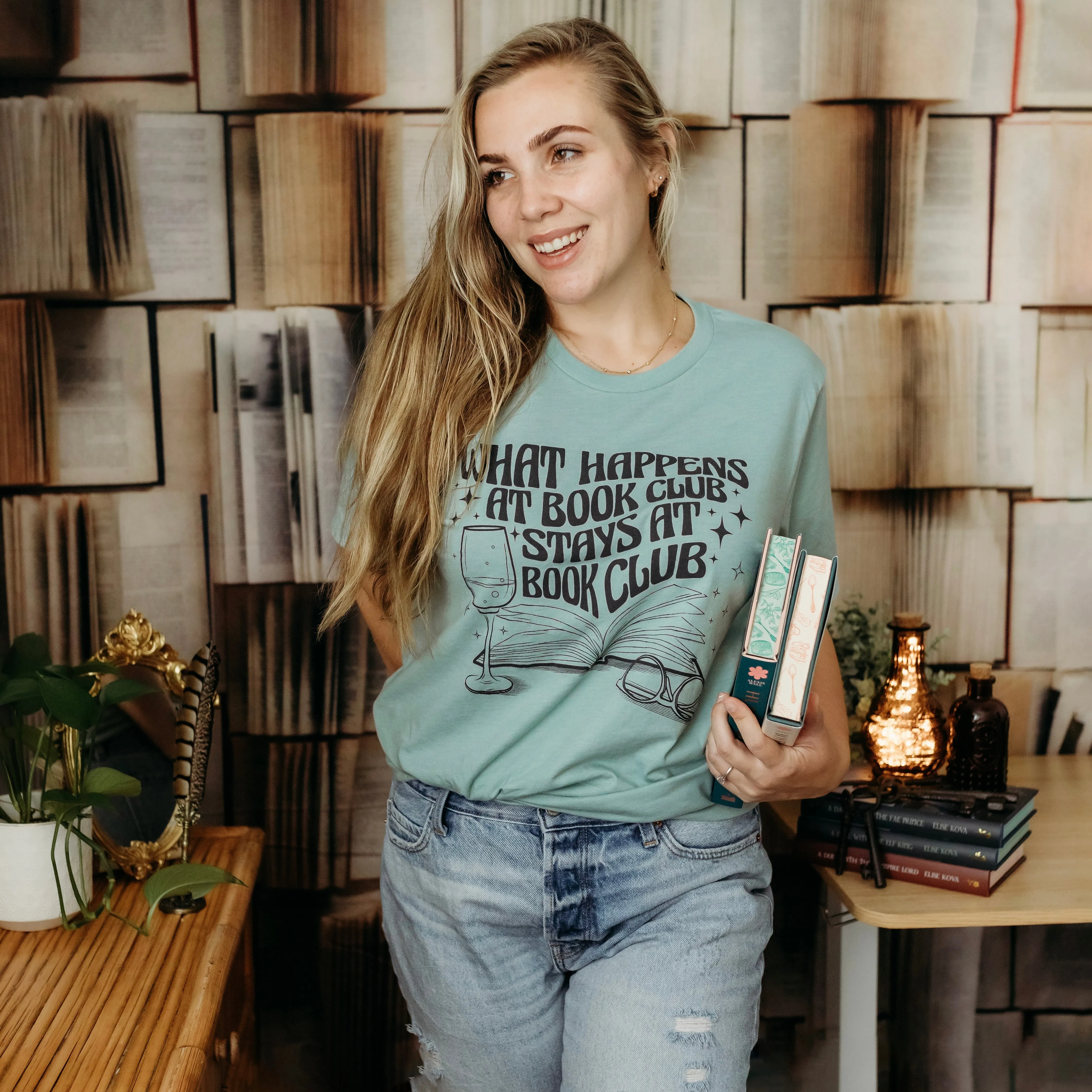 Stays at Book Club Tee sold by The Bookish Box product image thumbnail 2