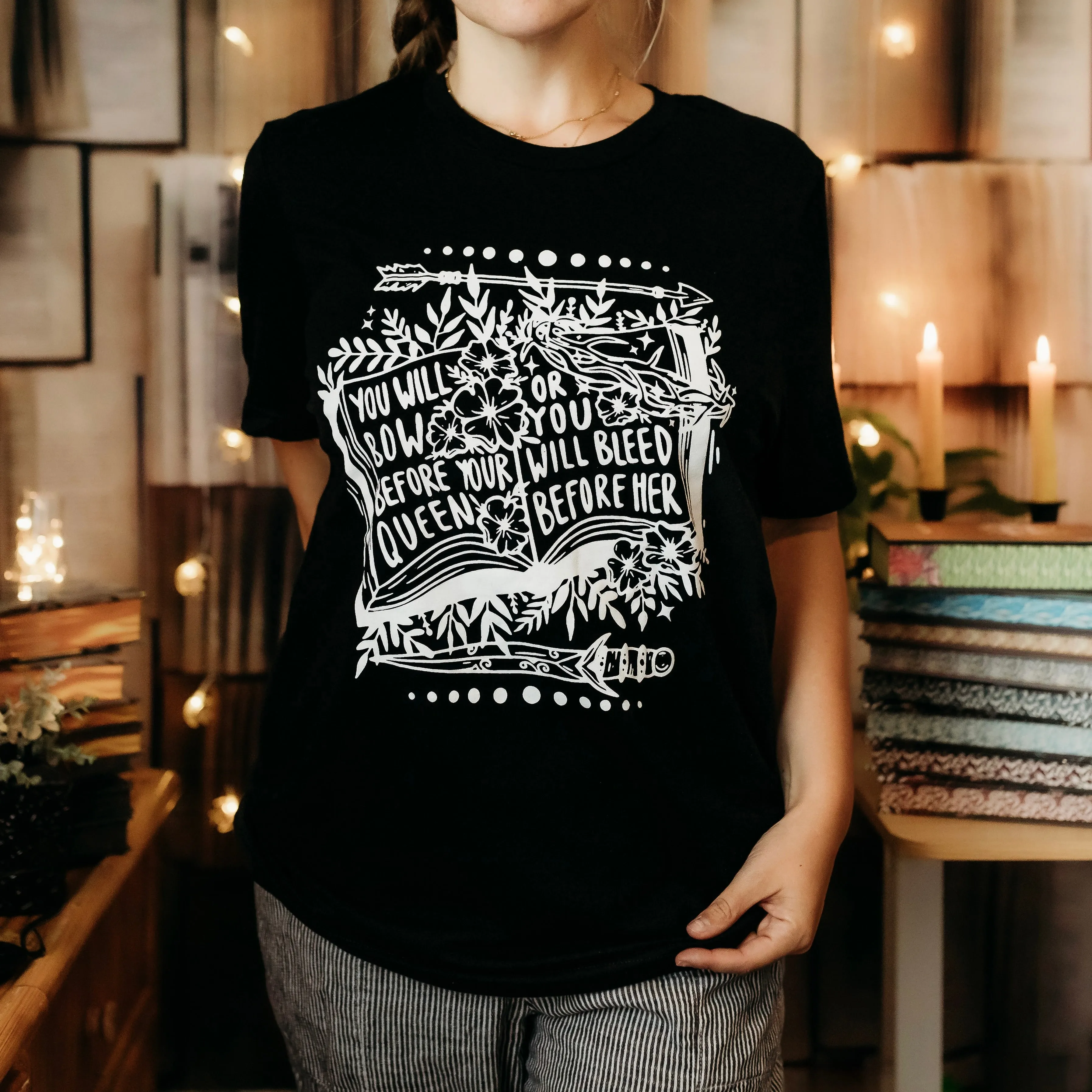 Blood and Ash Inspired: Bow Before Your Queen Tee sold by The Bookish Box product image thumbnail 2