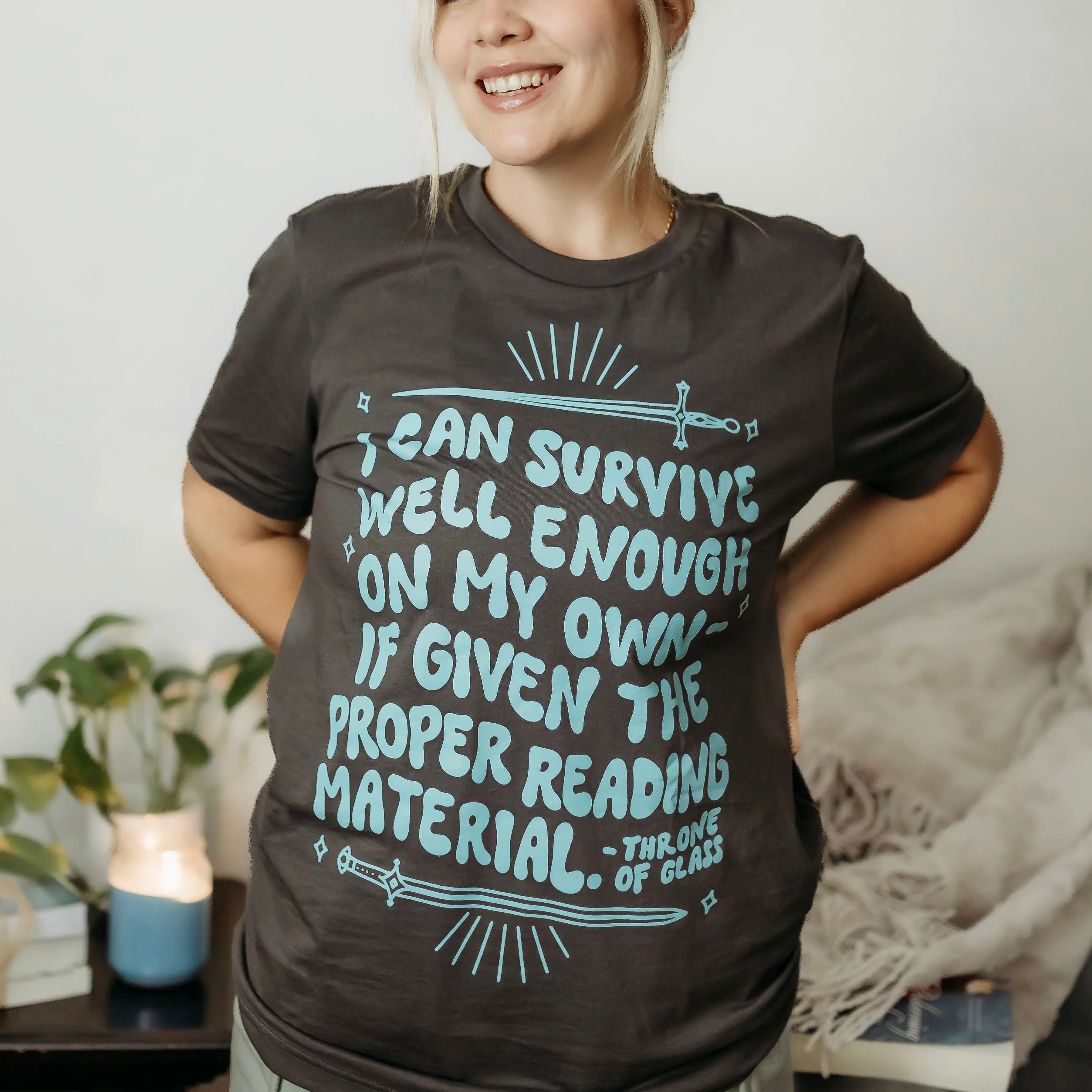 Throne of Glass Inspired: Proper Reading Material Tee sold by The Bookish Box