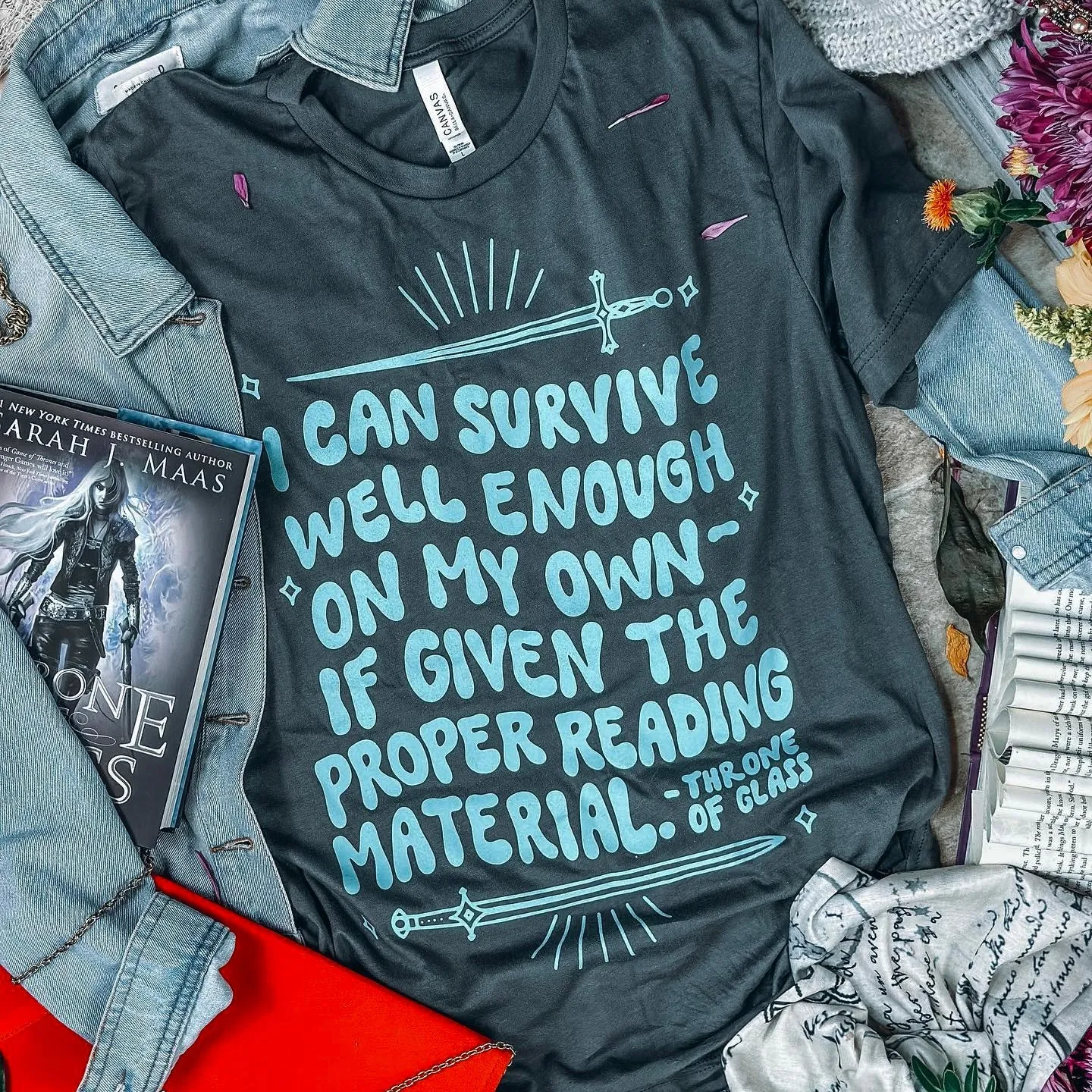 Throne of Glass Inspired: Proper Reading Material Tee sold by The Bookish Box product image thumbnail 3