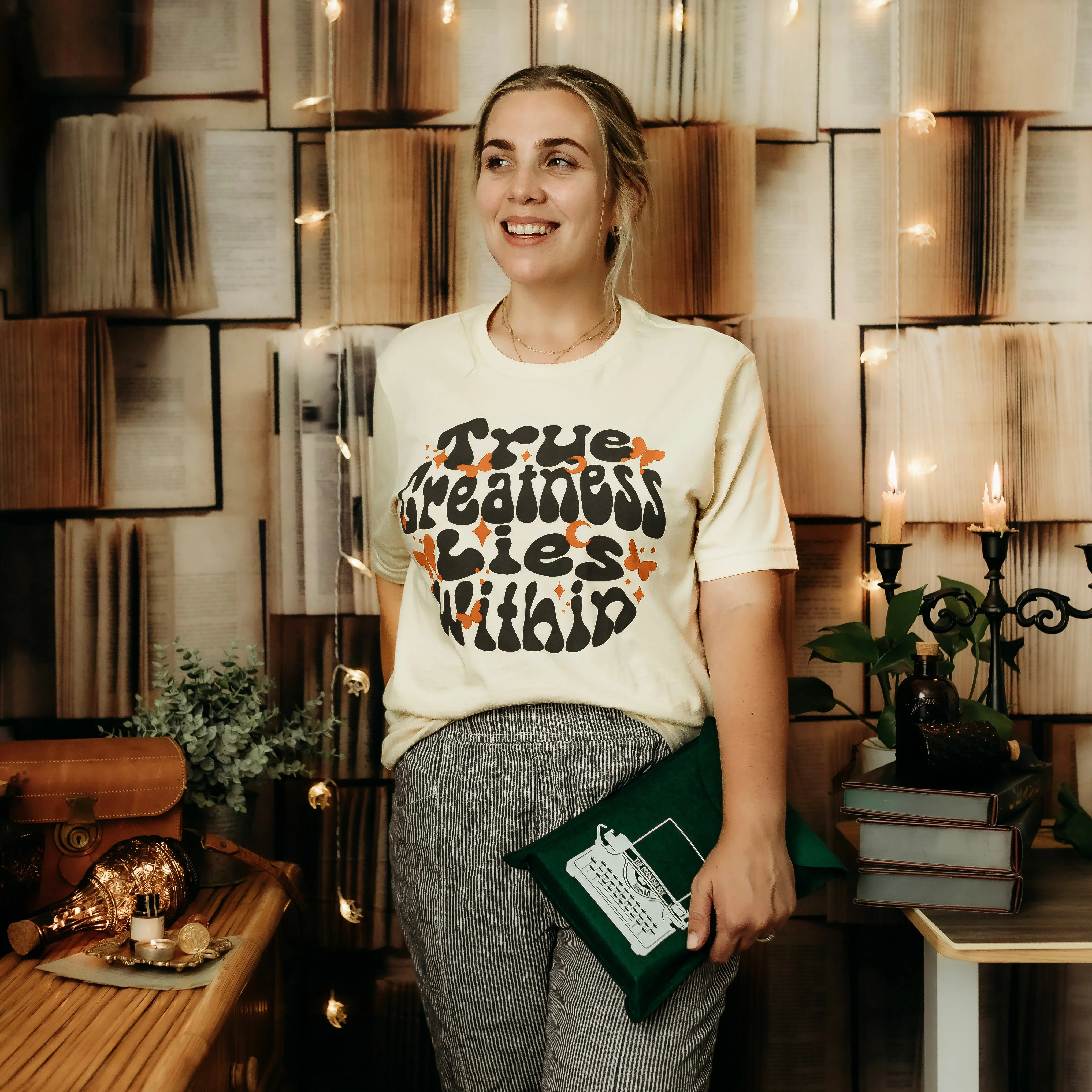 Daughter of the Moon Goddess Inspired: True Greatness Lies Within Tee sold by The Bookish Box product image thumbnail 2