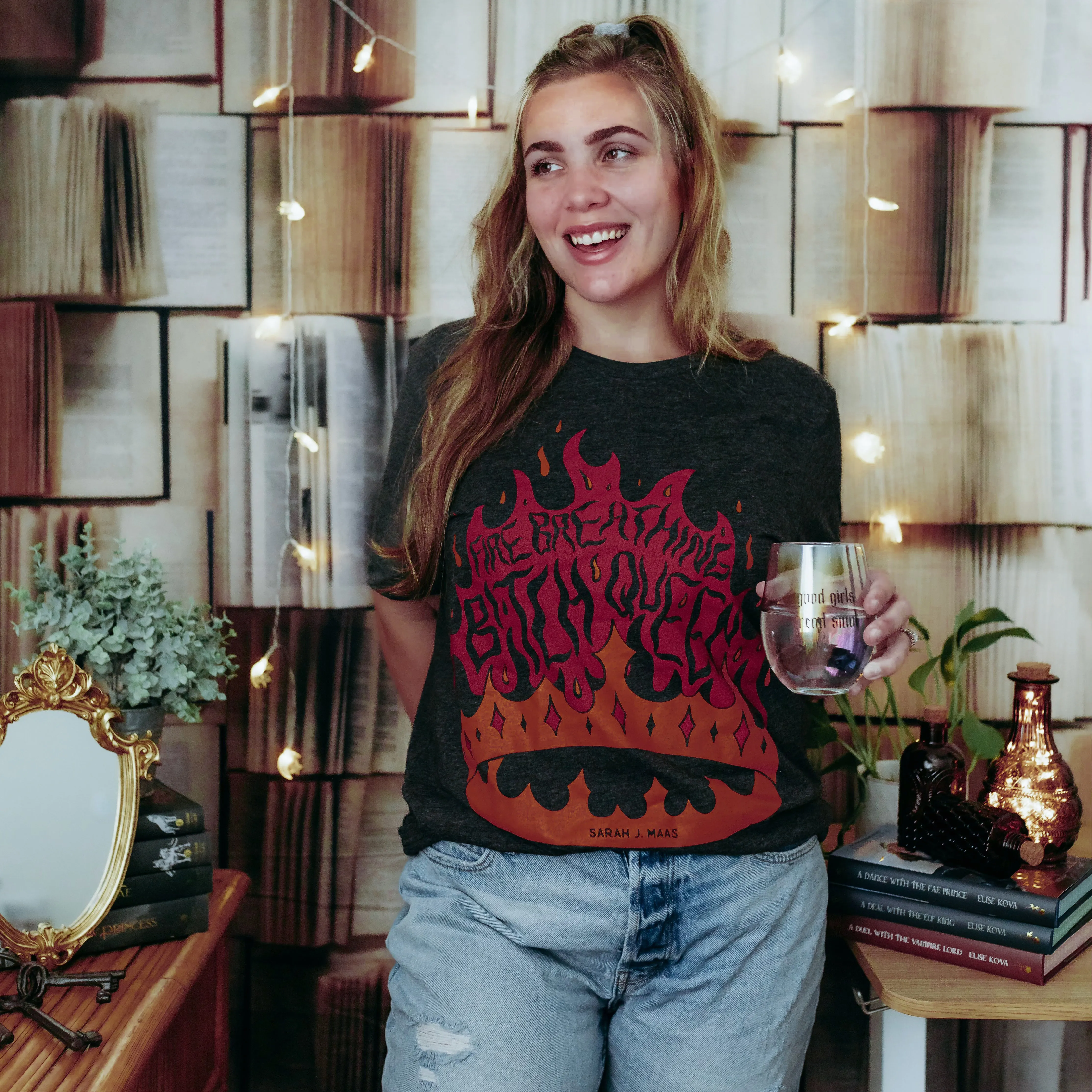 Throne of Glass Inspired: Fire Breathing Bitch Queen Tee sold by The Bookish Box product image thumbnail 4