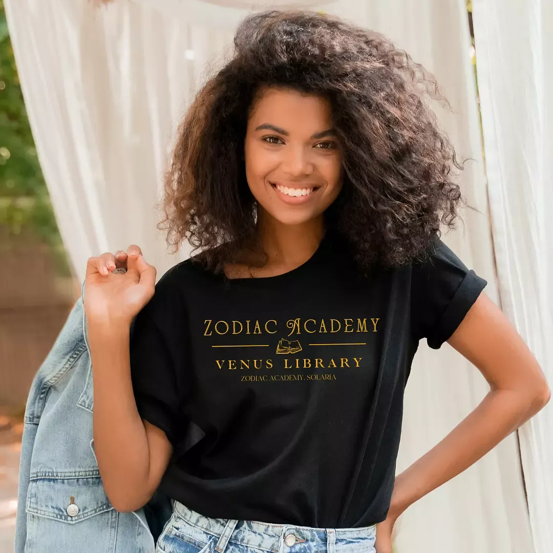 Zodiac Academy Venus Library Tee sold by The Bookish Box