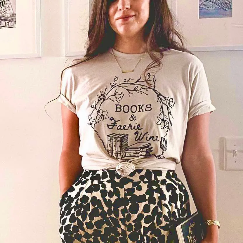 Books and Faerie Wine Tee sold by The Bookish Box product image thumbnail 3