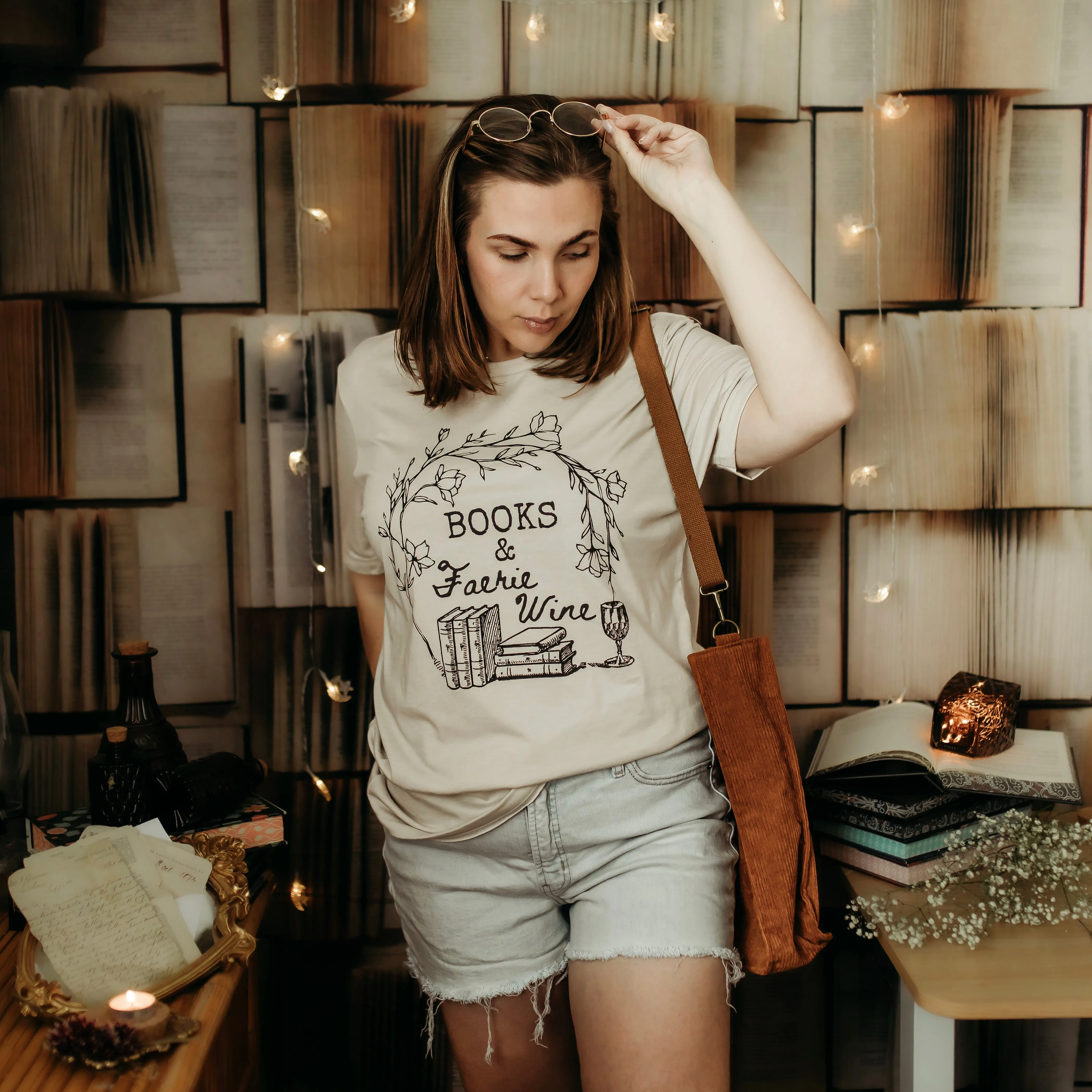 Books and Faerie Wine Tee sold by The Bookish Box product image thumbnail 2