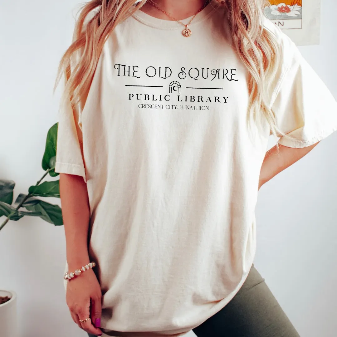 The Old Square Public Library Tee sold by The Bookish Box