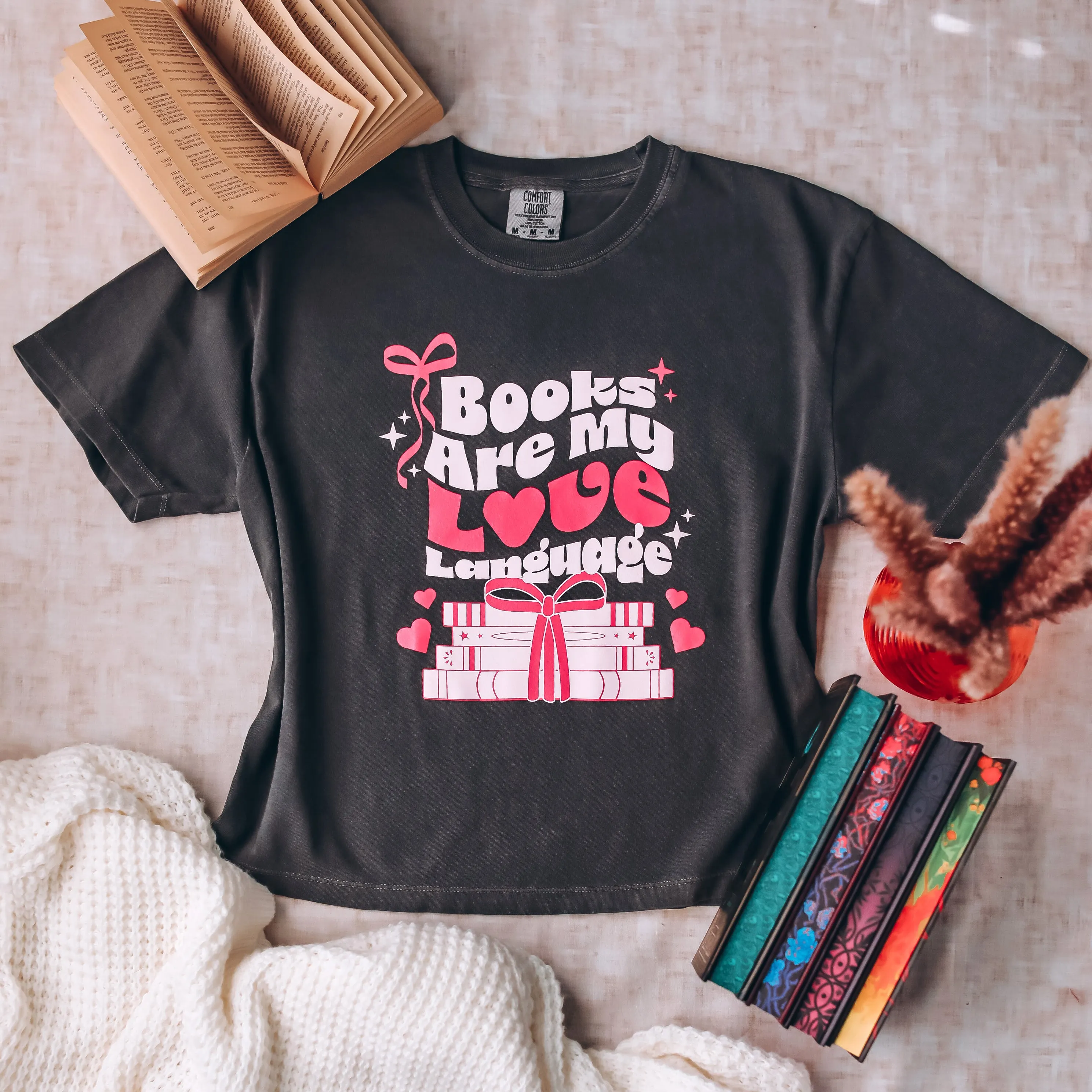 Books Are My Love Language Heavy Weight Boxy Tee sold by The Bookish Box product image thumbnail 3