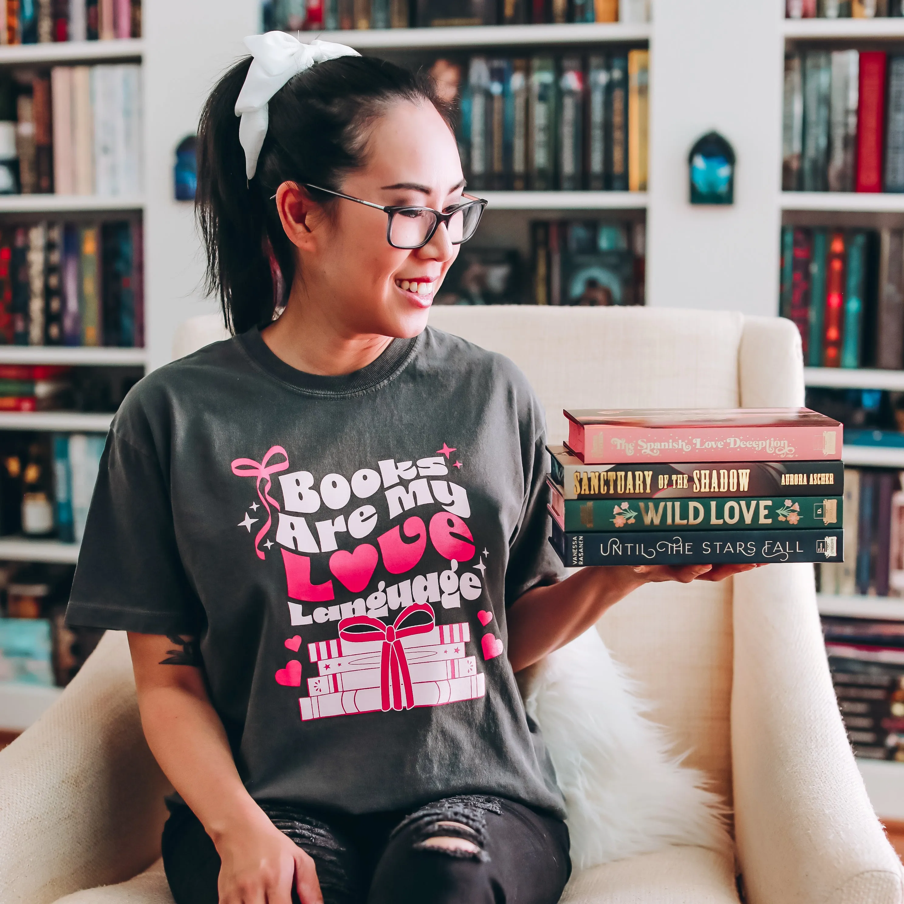 Books Are My Love Language Heavy Weight Boxy Tee sold by The Bookish Box product image thumbnail 2