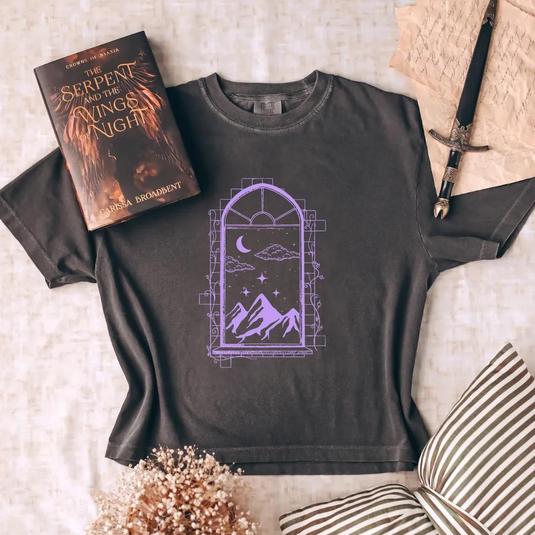 Window to Velaris Heavy Weight Boxy Tee sold by The Bookish Box