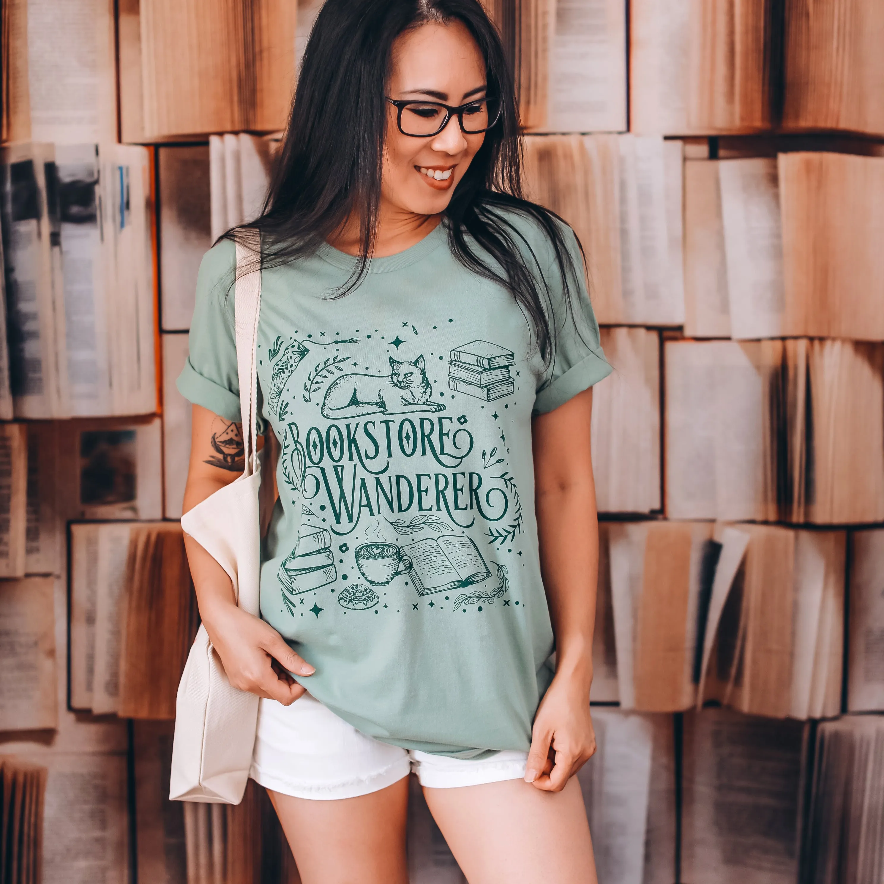 Bookstore Wanderer Tee sold by The Bookish Box