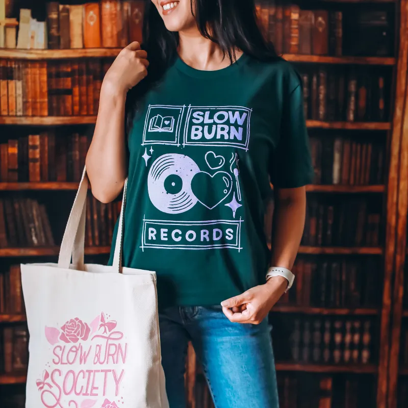 Slow Burn Records Tee sold by The Bookish Box