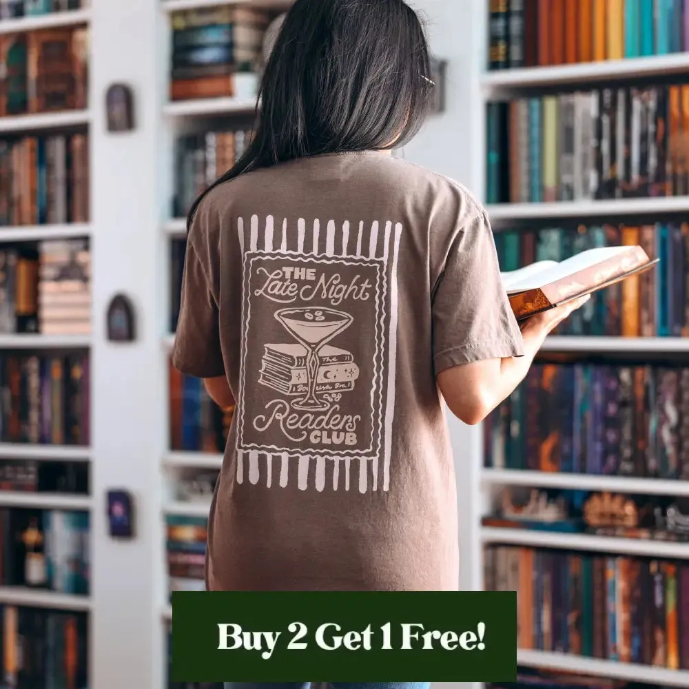 Late Night Reader Heavy Weight Tee sold by The Bookish Box