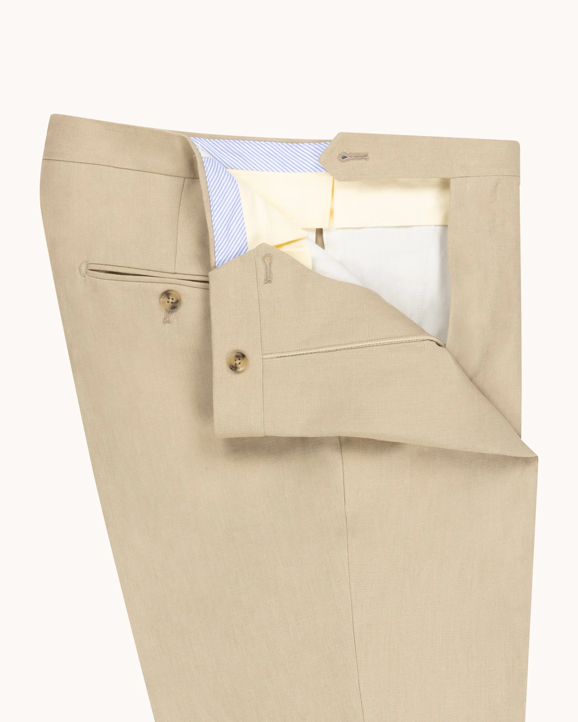 Single Pleat Trouser - Sand Linen sold by Natalino product image thumbnail 3
