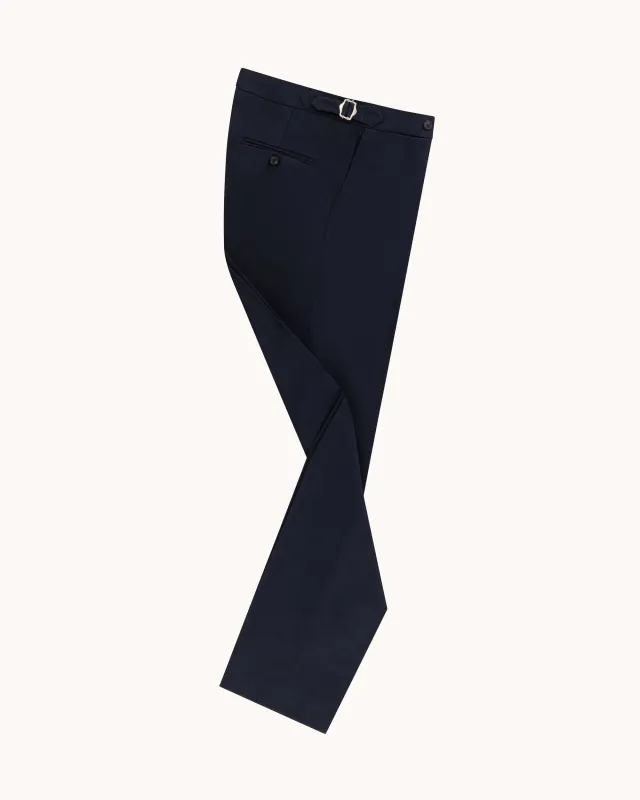 Flat Front Trouser - Navy Cotton Drill made by Natalino