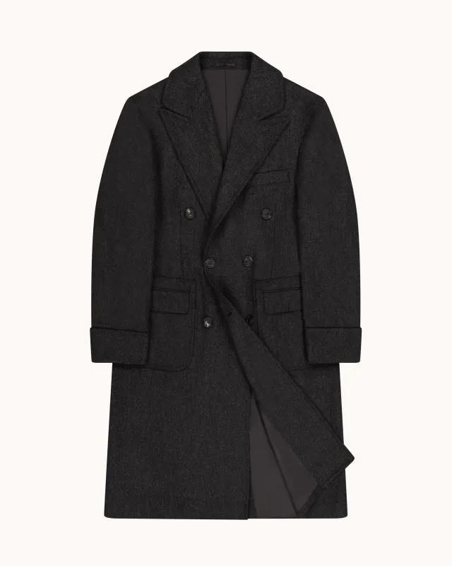 Double Breasted Overcoat - Brown Twill Wool Cashmere made by Natalino