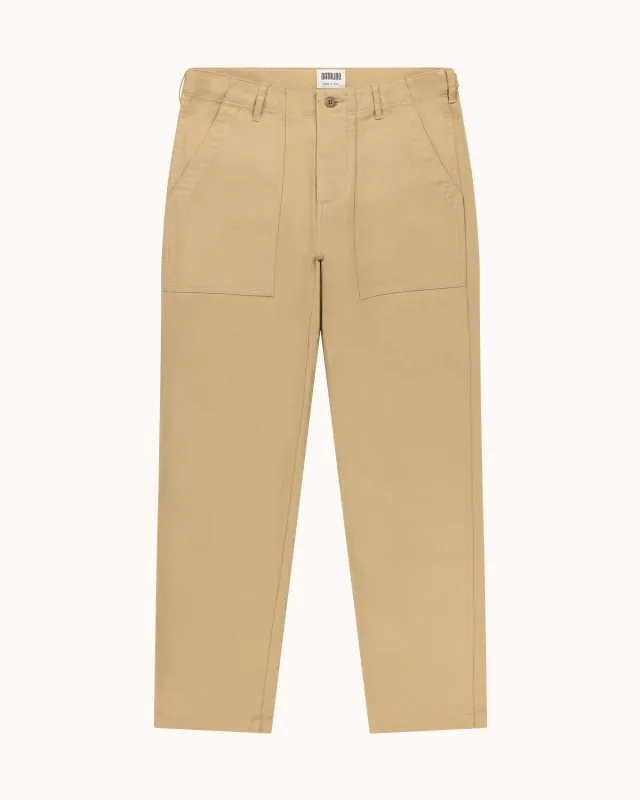High Rise Japanese Fatigue Pant - Sand Cotton Twill made by Natalino