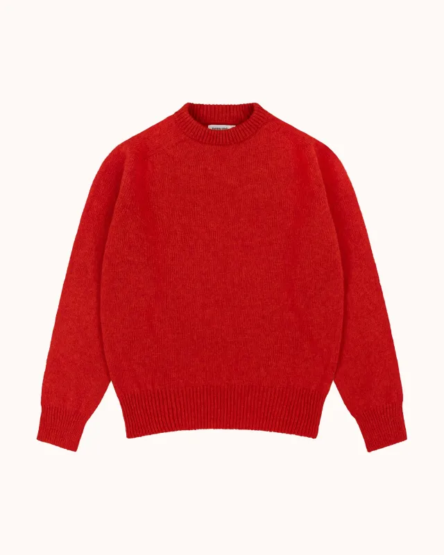 Shetland Wool Crew Neck Sweater - Red sold by Natalino