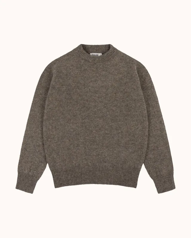 Shetland Wool Crew Neck Sweater - Fossil sold by Natalino