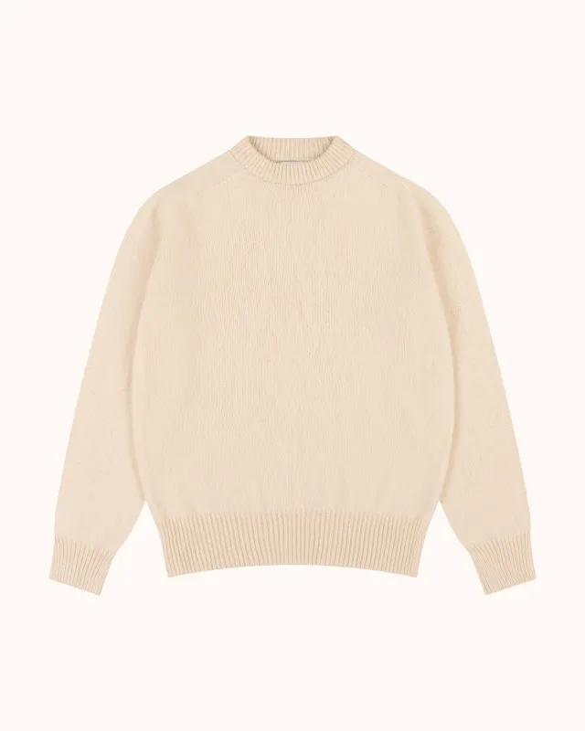 Shetland Wool Crew Neck Sweater - Vanilla sold by Natalino