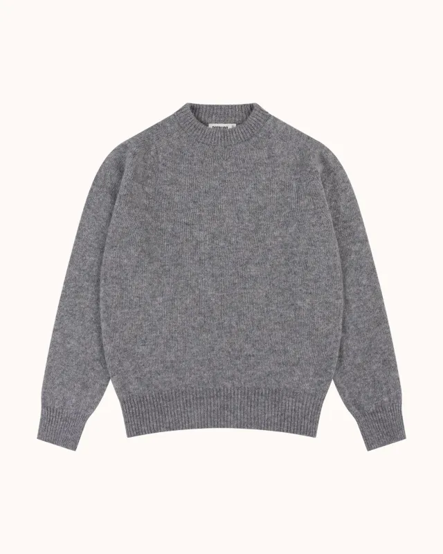 Shetland Wool Crew Neck Sweater - Grey sold by Natalino