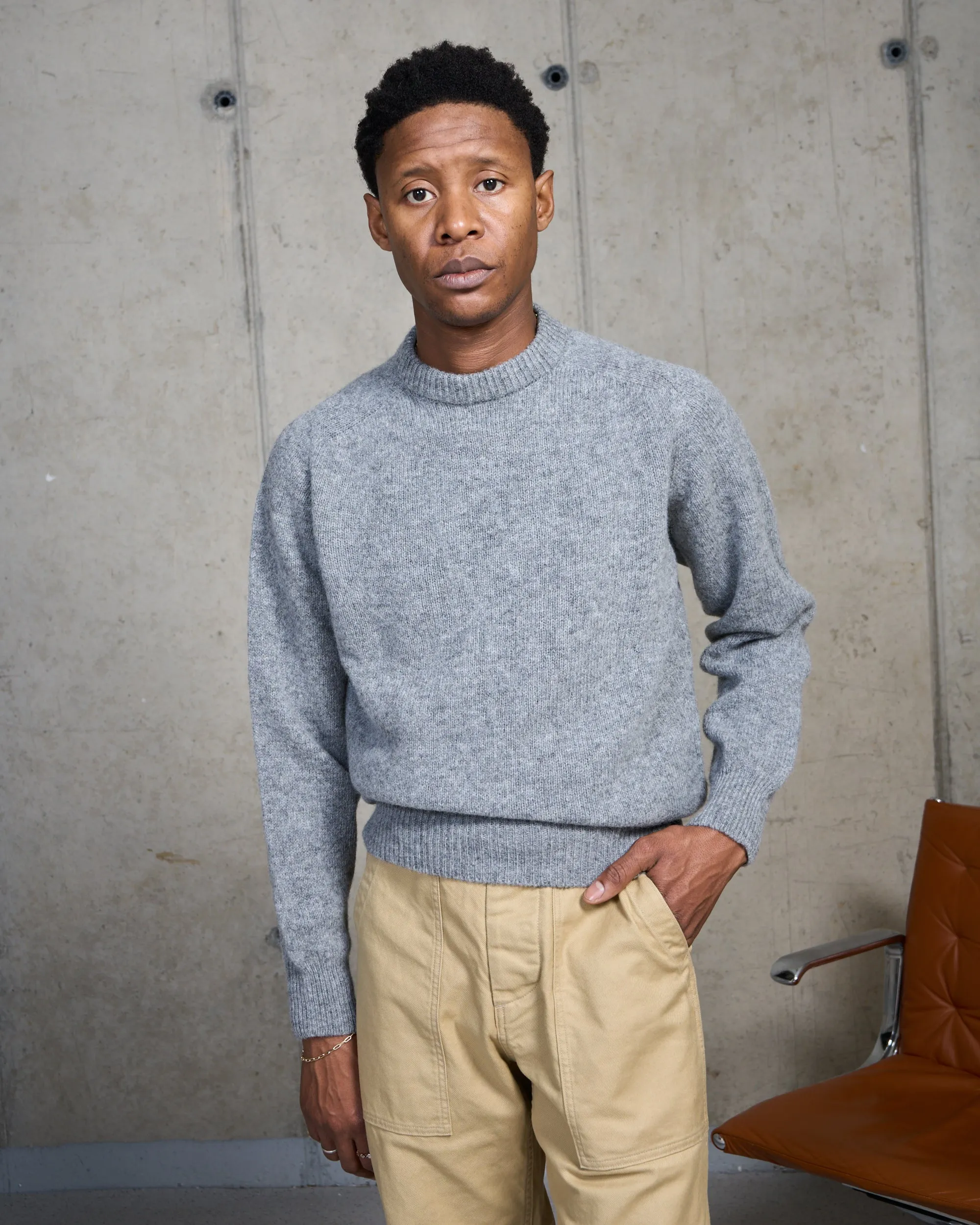 Shetland Wool Crew Neck Sweater - Grey sold by Natalino product image thumbnail 5
