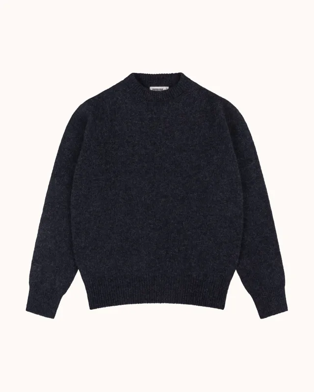 Shetland Wool Crew Neck Sweater - Charcoal sold by Natalino
