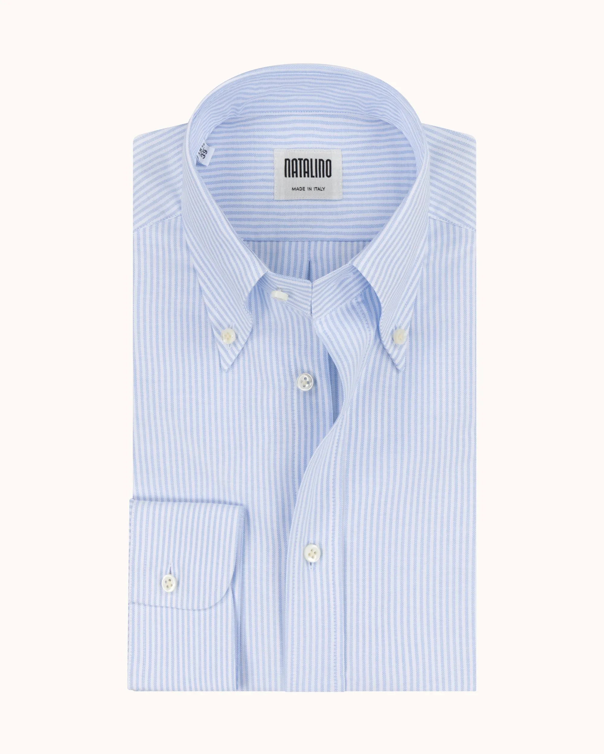 Button Down Collar Shirt - Blue Stripe Oxford Cotton sold by Natalino product image thumbnail 2