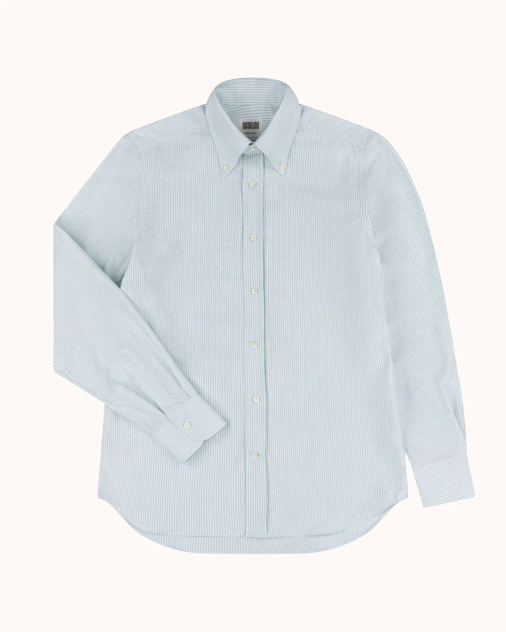 Button Down Collar Shirt - Green Stripe Oxford Cotton sold by Natalino product image thumbnail 3