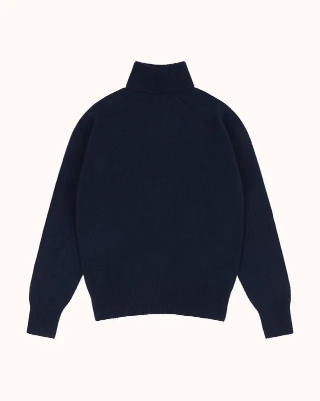 Lambswool Rollneck Sweater - Navy sold by Natalino