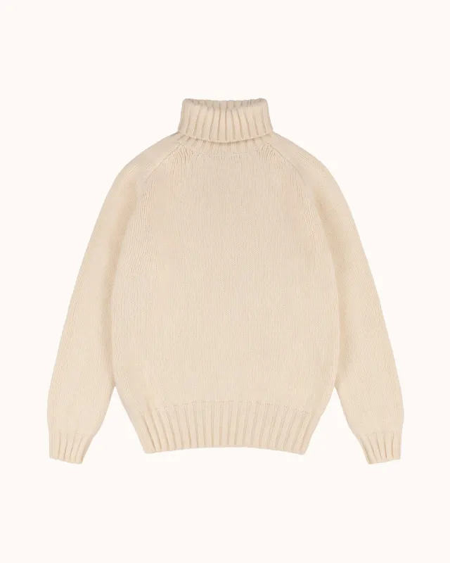 Lambswool Submariner Rollneck Sweater - Chalk sold by Natalino