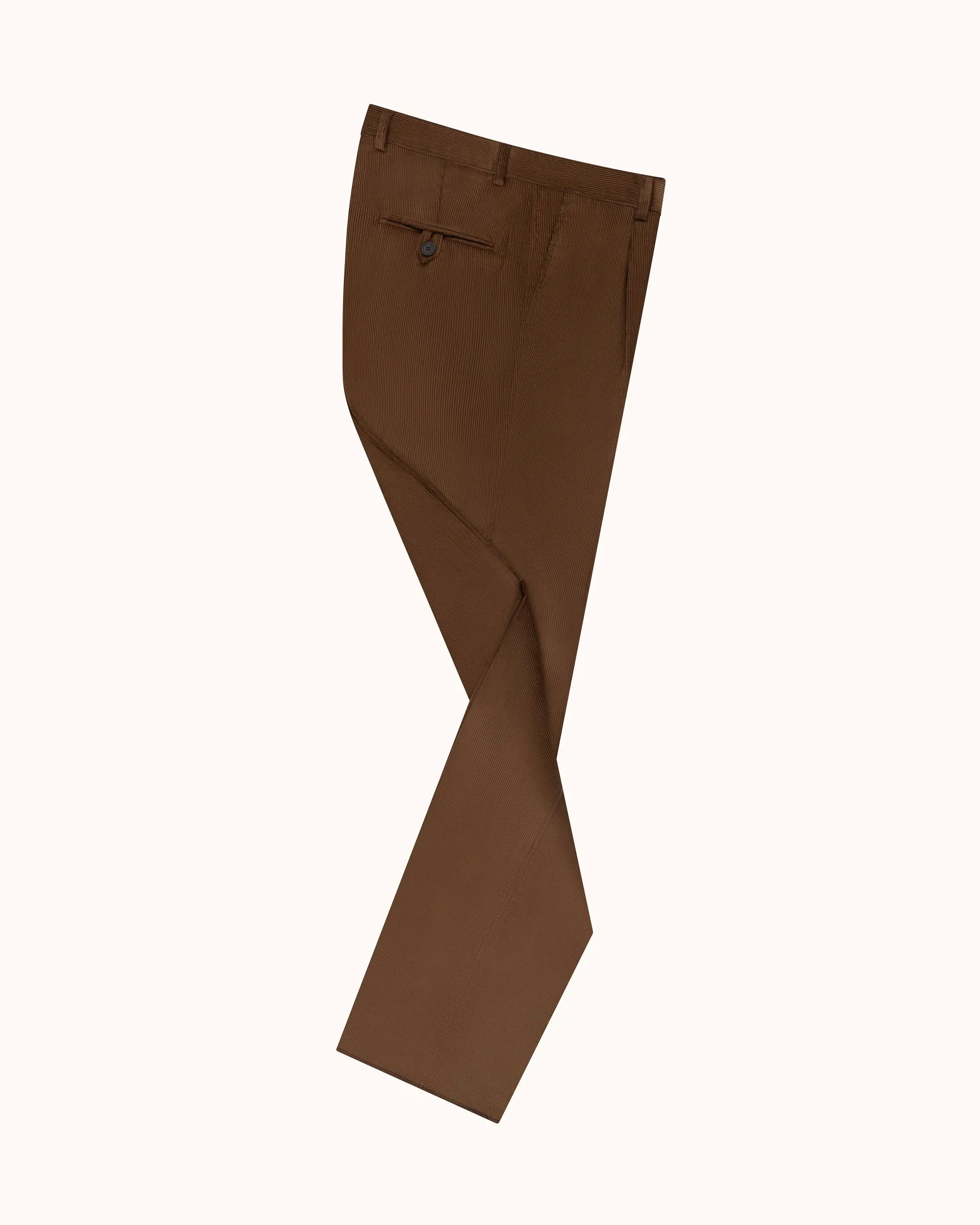 Relaxed Single Pleat Trouser - Walnut Cotton Corduroy sold by Natalino