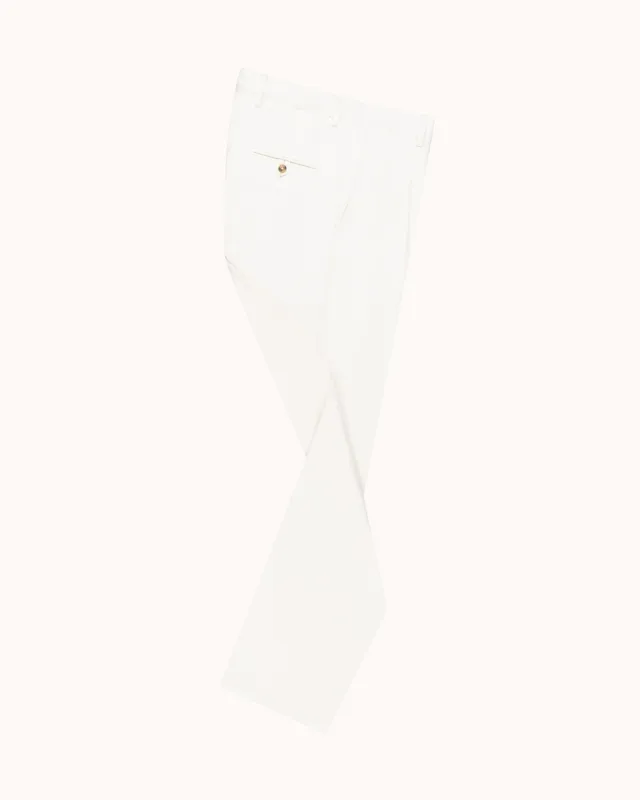 Relaxed Single Pleat Trouser - Off-White Cotton Canvas sold by Natalino