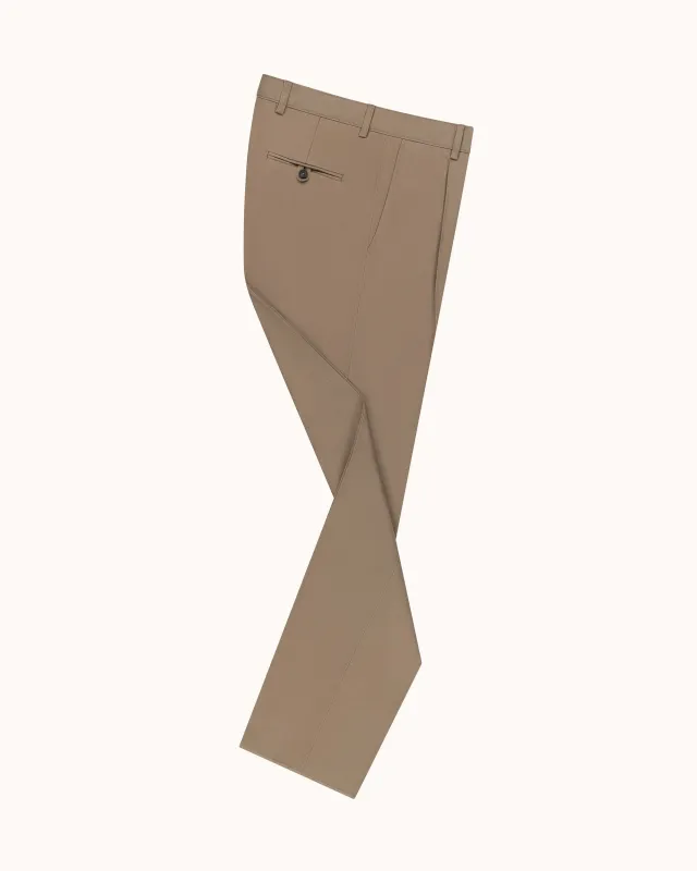 Relaxed Single Pleat Trouser - Taupe Cotton Canvas sold by Natalino