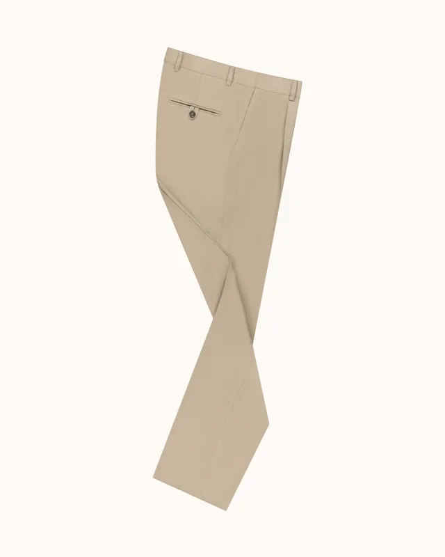 Relaxed Single Pleat Trouser - Stone Cotton Canvas sold by Natalino