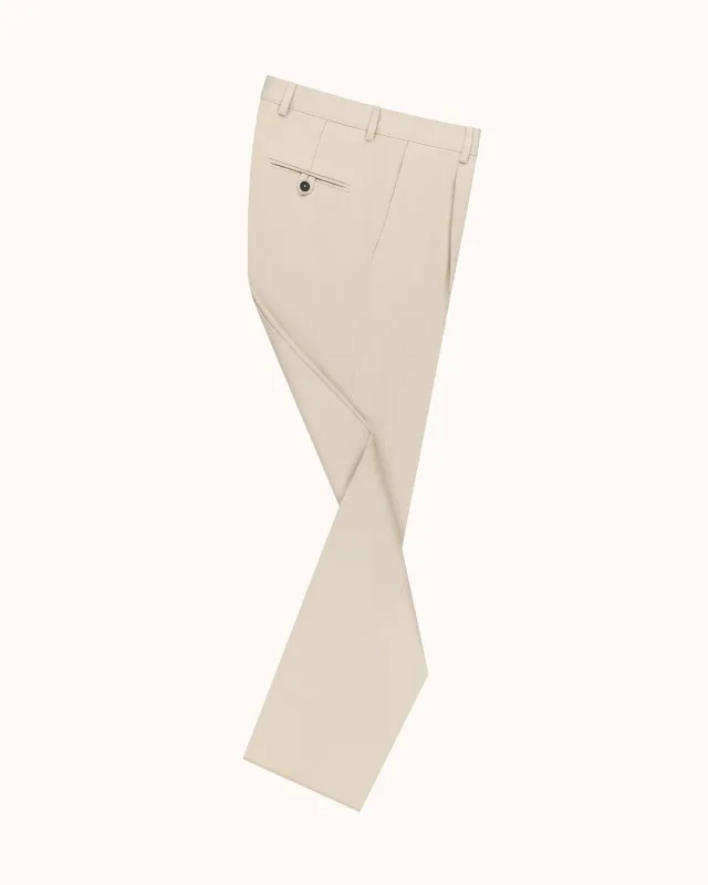 Relaxed Single Pleat Trouser - Cream Cotton Drill sold by Natalino