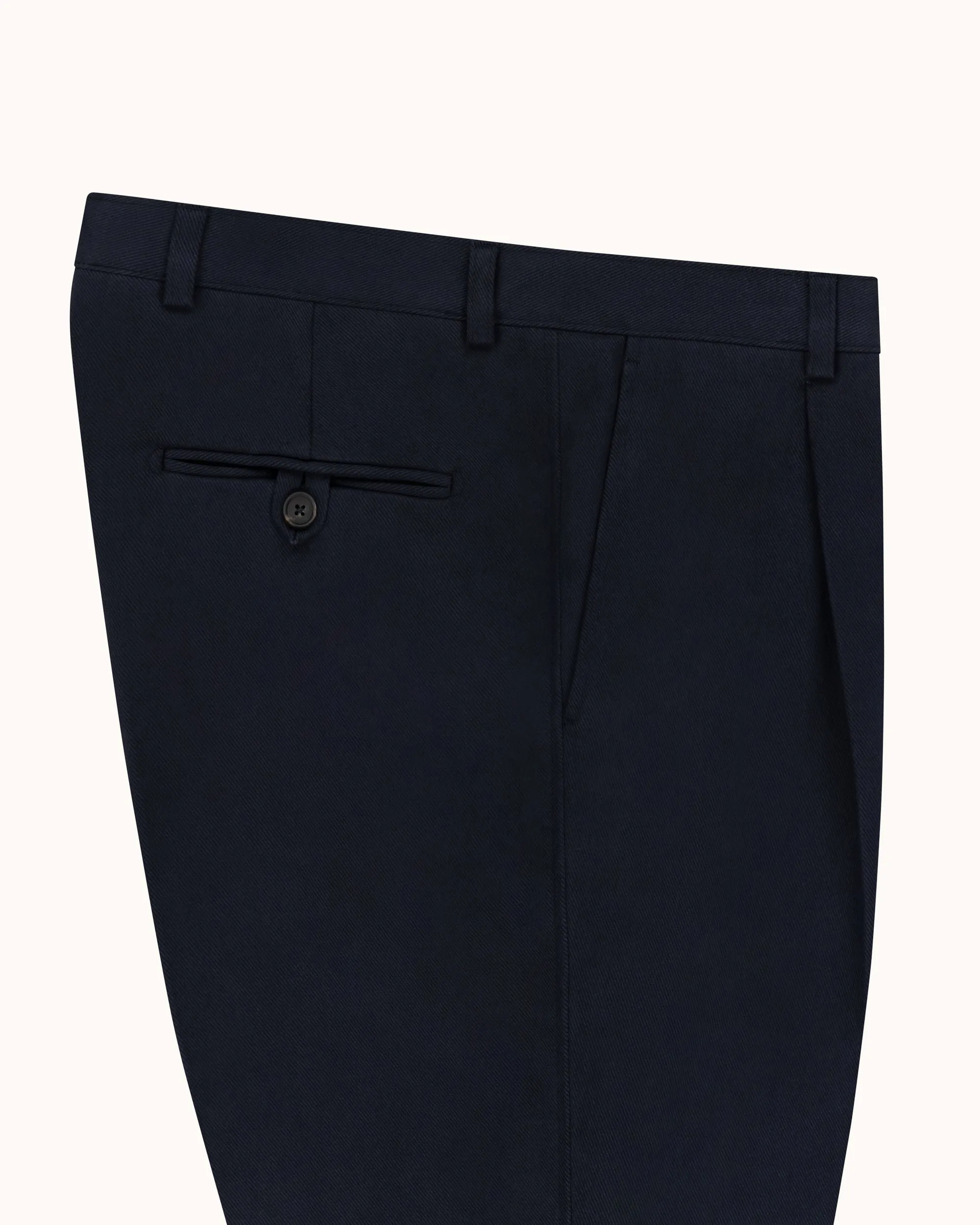 Relaxed Single Pleat Trouser - Navy Cotton Drill sold by Natalino product image thumbnail 3