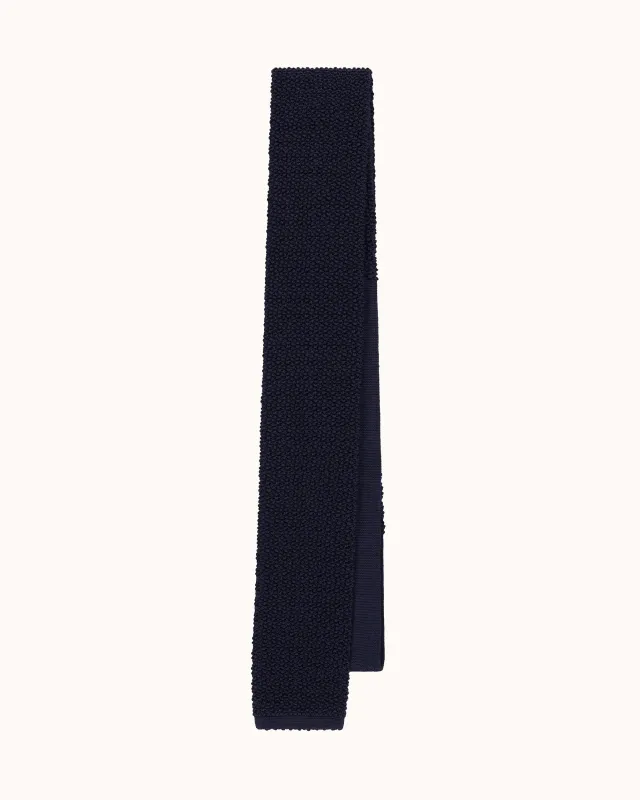Shibumi Firenze - Crunchy Silk Knit Tie - Navy sold by Natalino