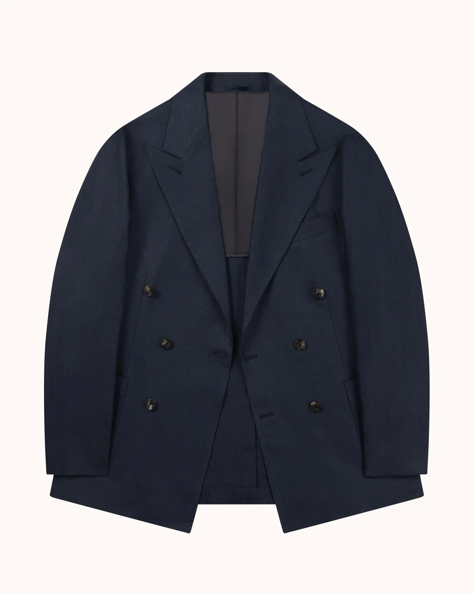 Double Breasted Sport Jacket - Navy Linen sold by Natalino