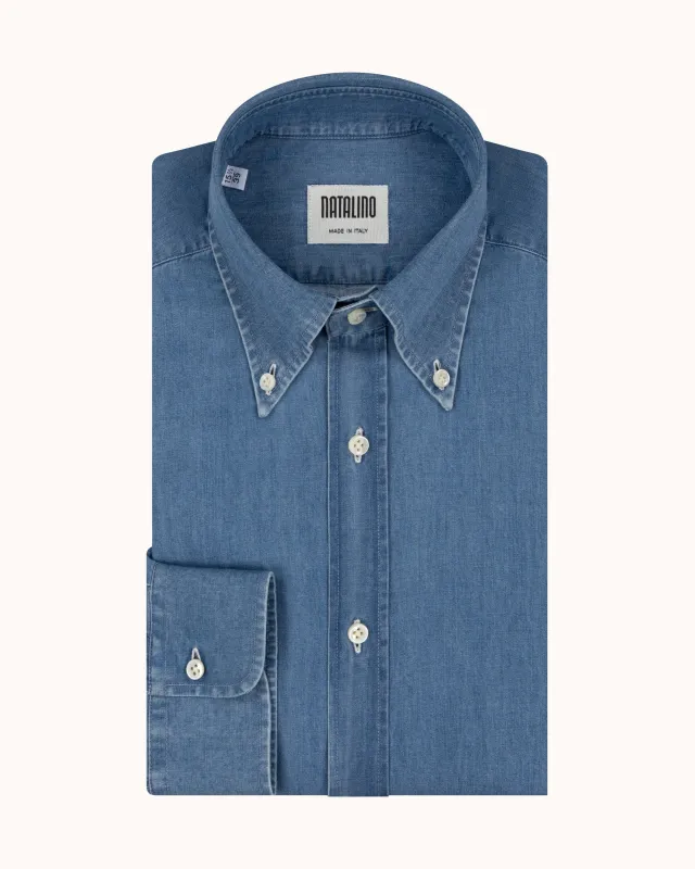 Button Down Collar Shirt - Wash Denim sold by Natalino