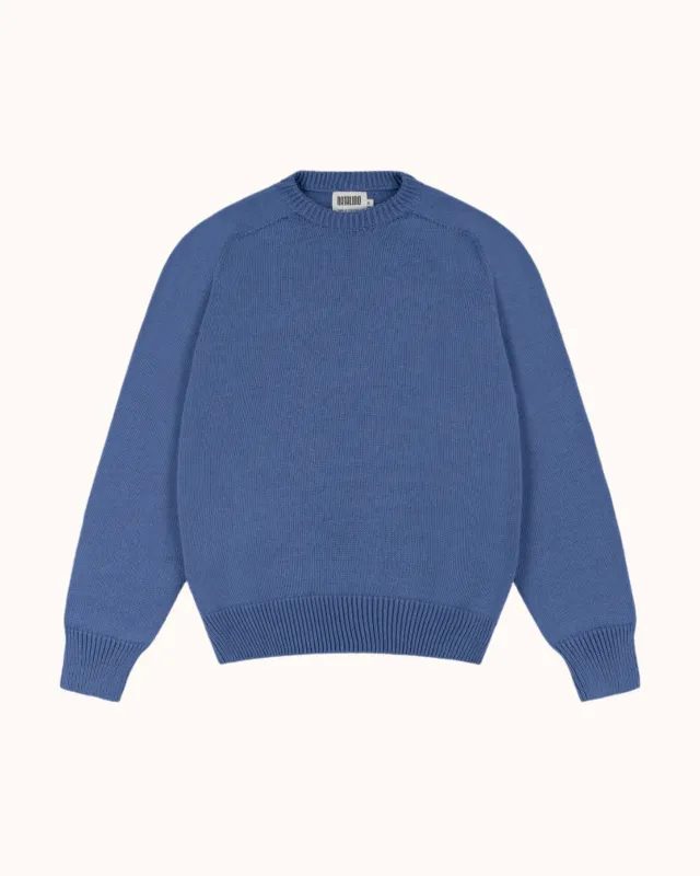 Cotton Crew Neck Sweater - French Blue sold by Natalino