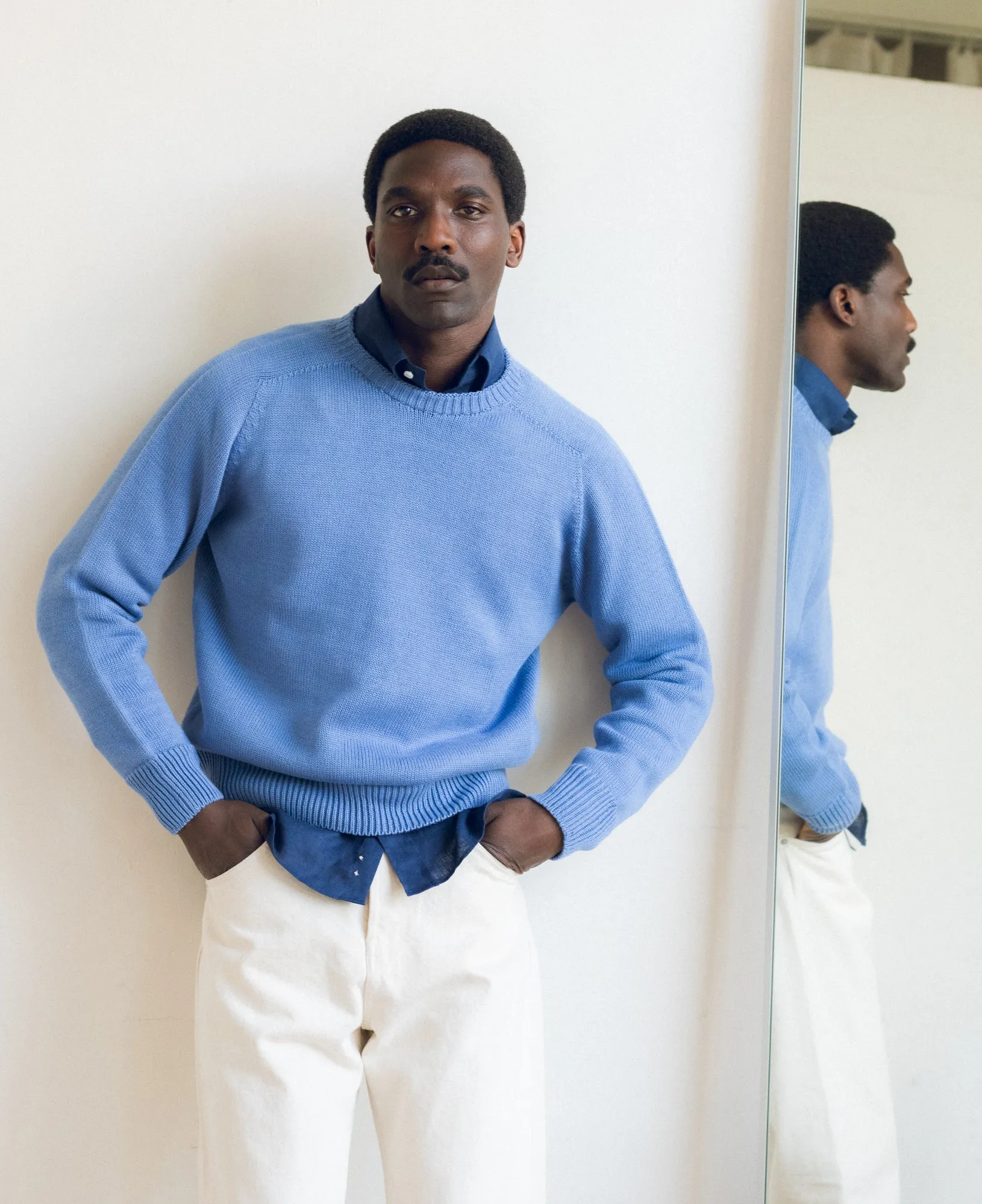 Cotton Crew Neck Sweater - French Blue sold by Natalino product image thumbnail 5