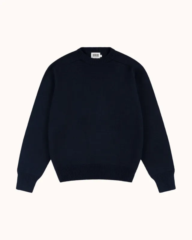 Cotton Crew Neck Sweater - Navy sold by Natalino
