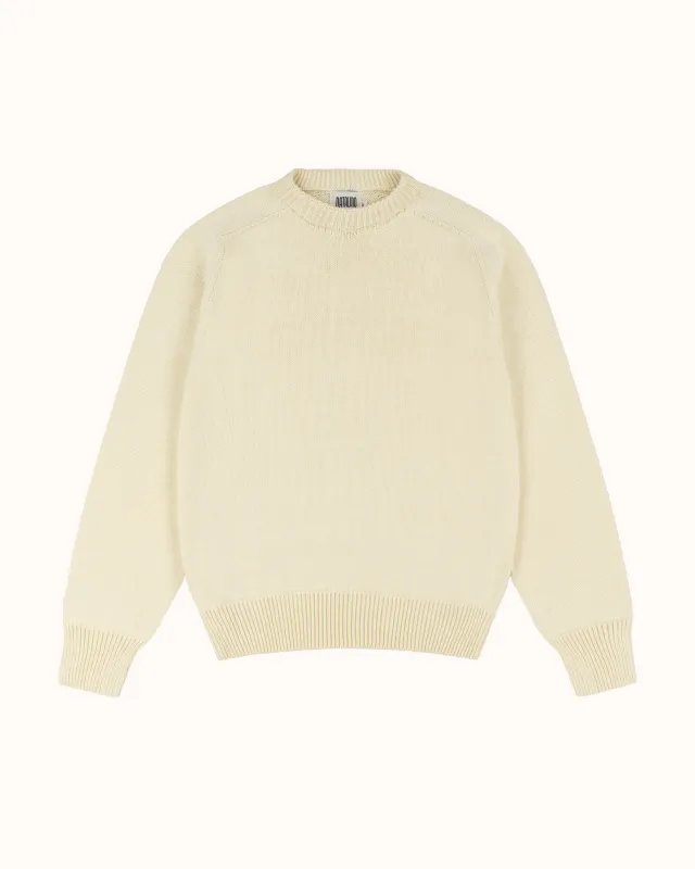 Cotton Crew Neck Sweater - Cream sold by Natalino