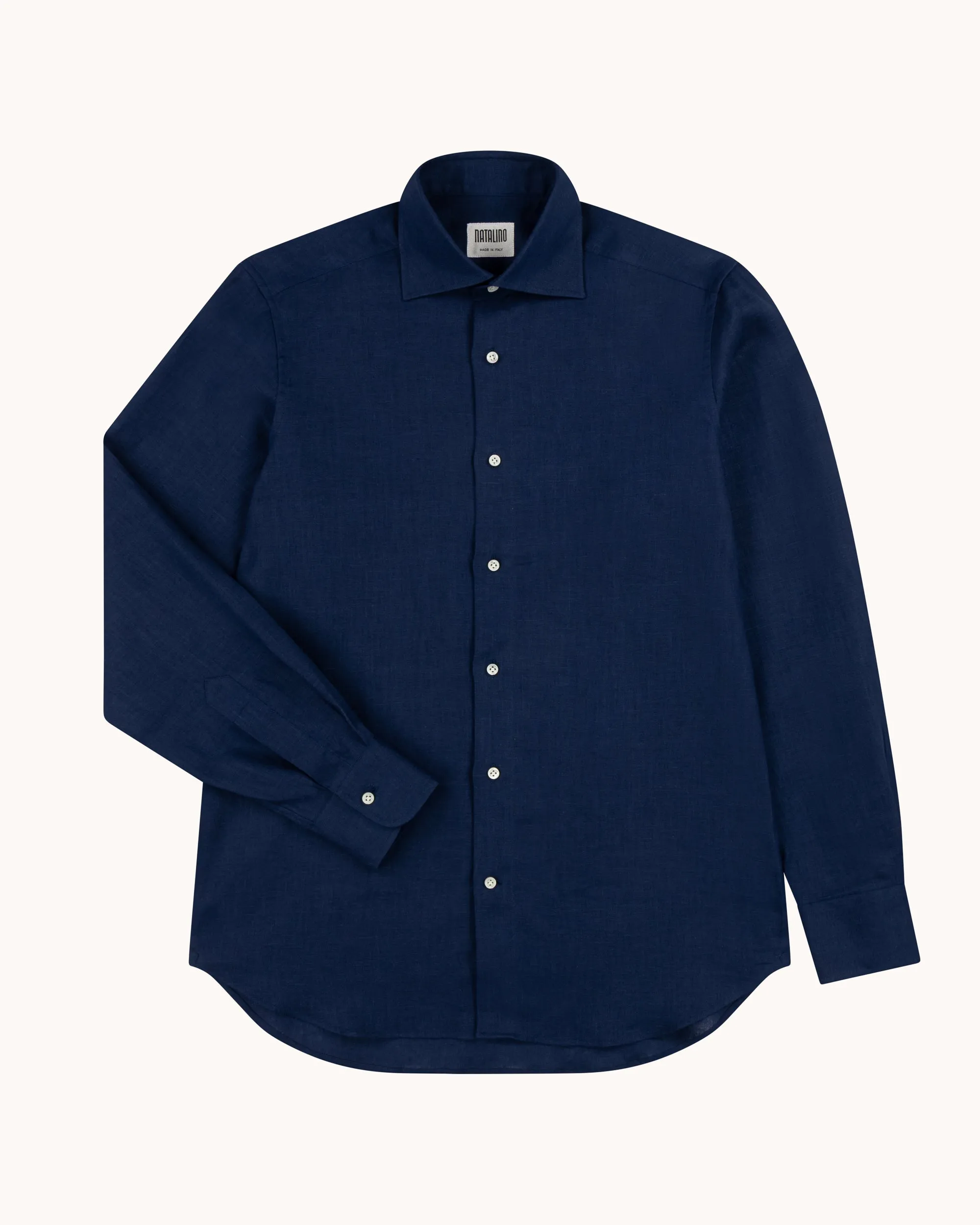 Spread Collar Shirt - Navy Linen sold by Natalino product image thumbnail 2