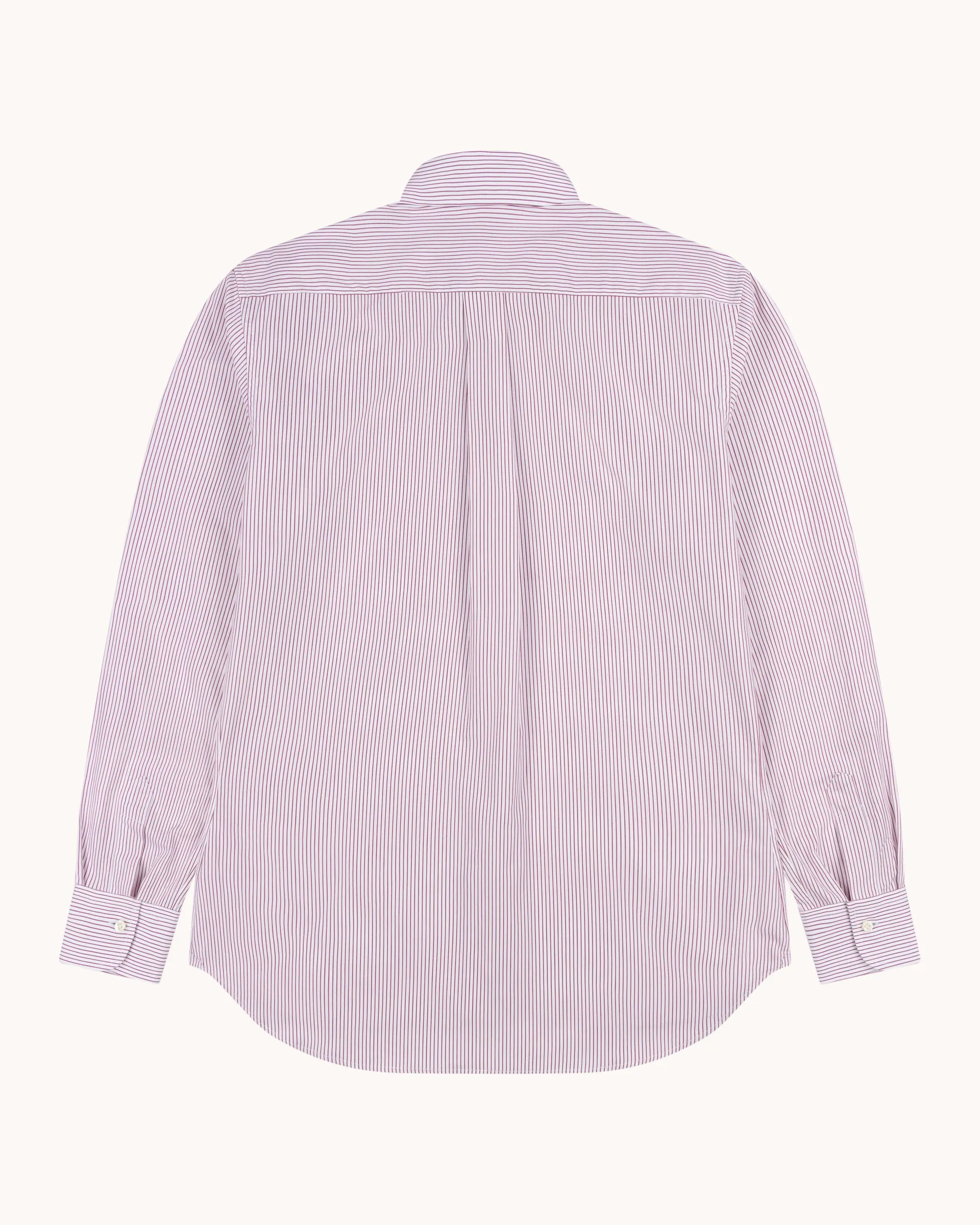 Button Down Collar Shirt - Burgundy Stripe Cotton Poplin sold by Natalino product image thumbnail 4