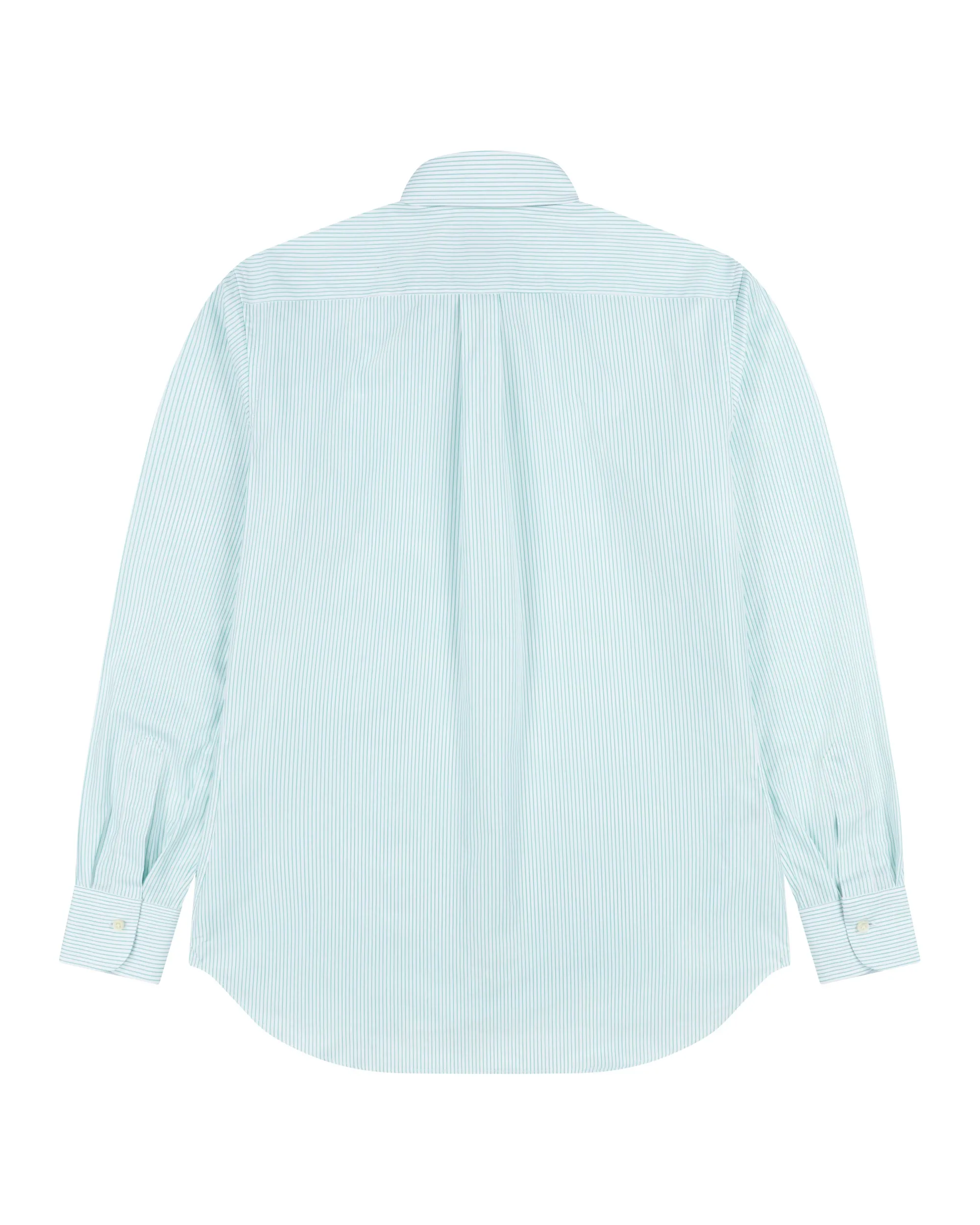 Button Down Collar Shirt - Green Stripe Cotton Poplin sold by Natalino product image thumbnail 4