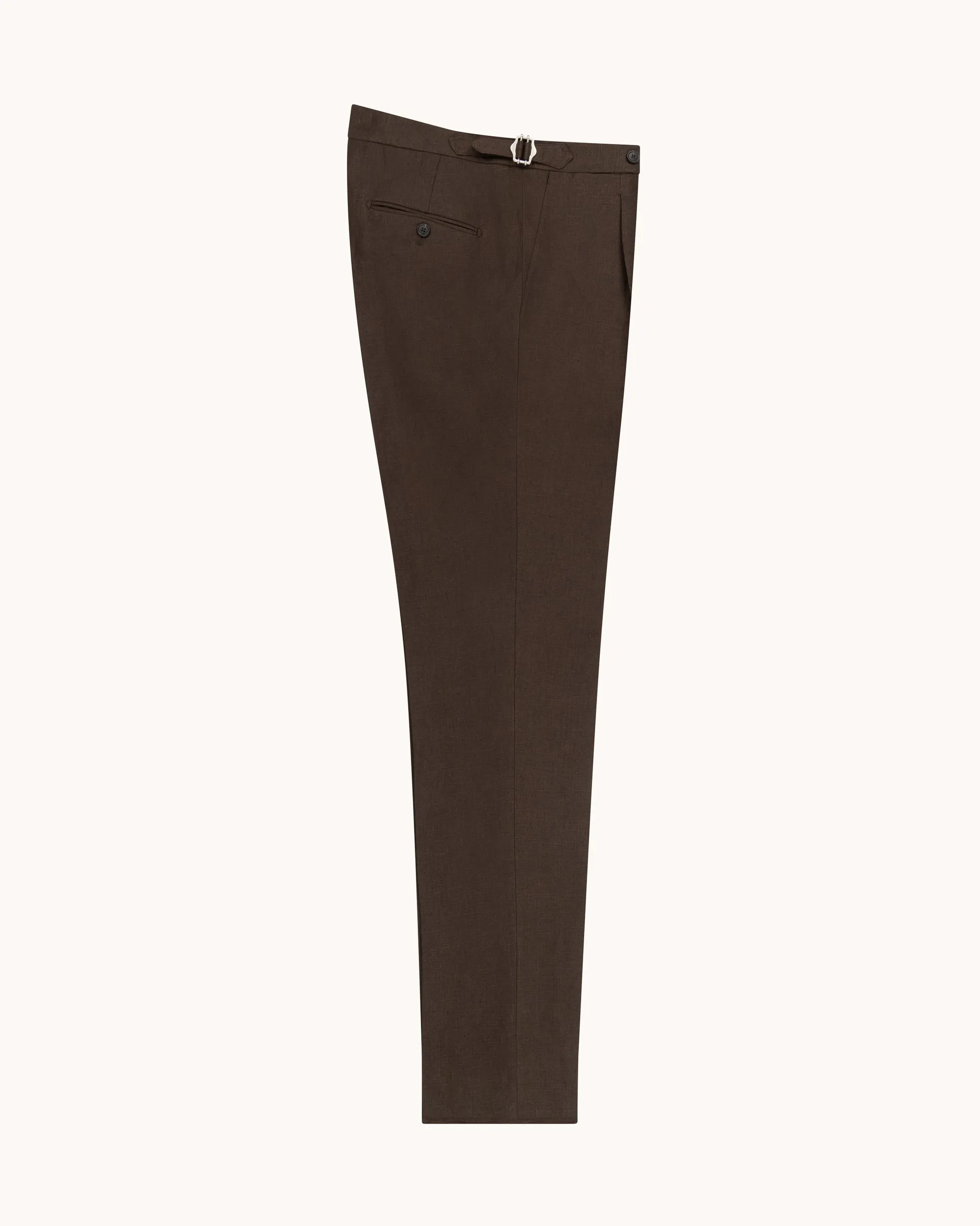 Single Pleat Trouser - Dark Brown Linen sold by Natalino product image thumbnail 4