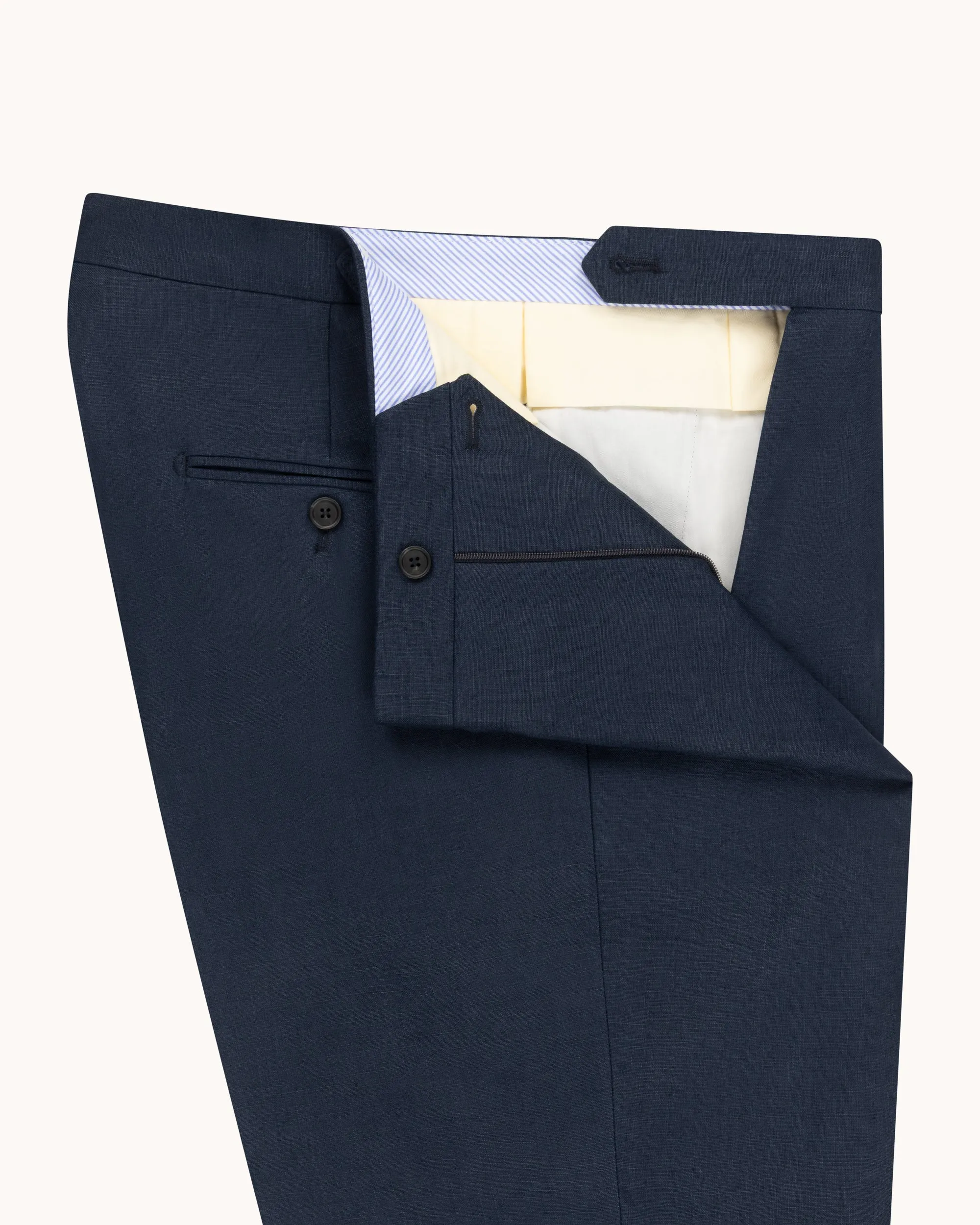 Single Pleat Trouser - Navy Linen sold by Natalino product image thumbnail 4