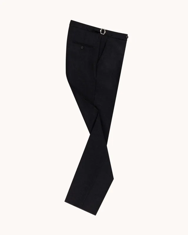 Single Pleat Trouser - Charcoal Grey Twill Wool sold by Natalino